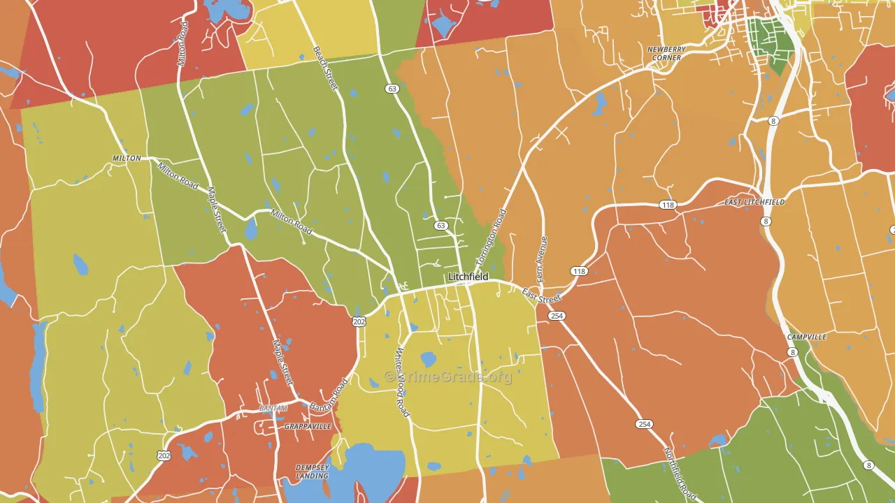 Litchfield, CT Map of Arson Rates