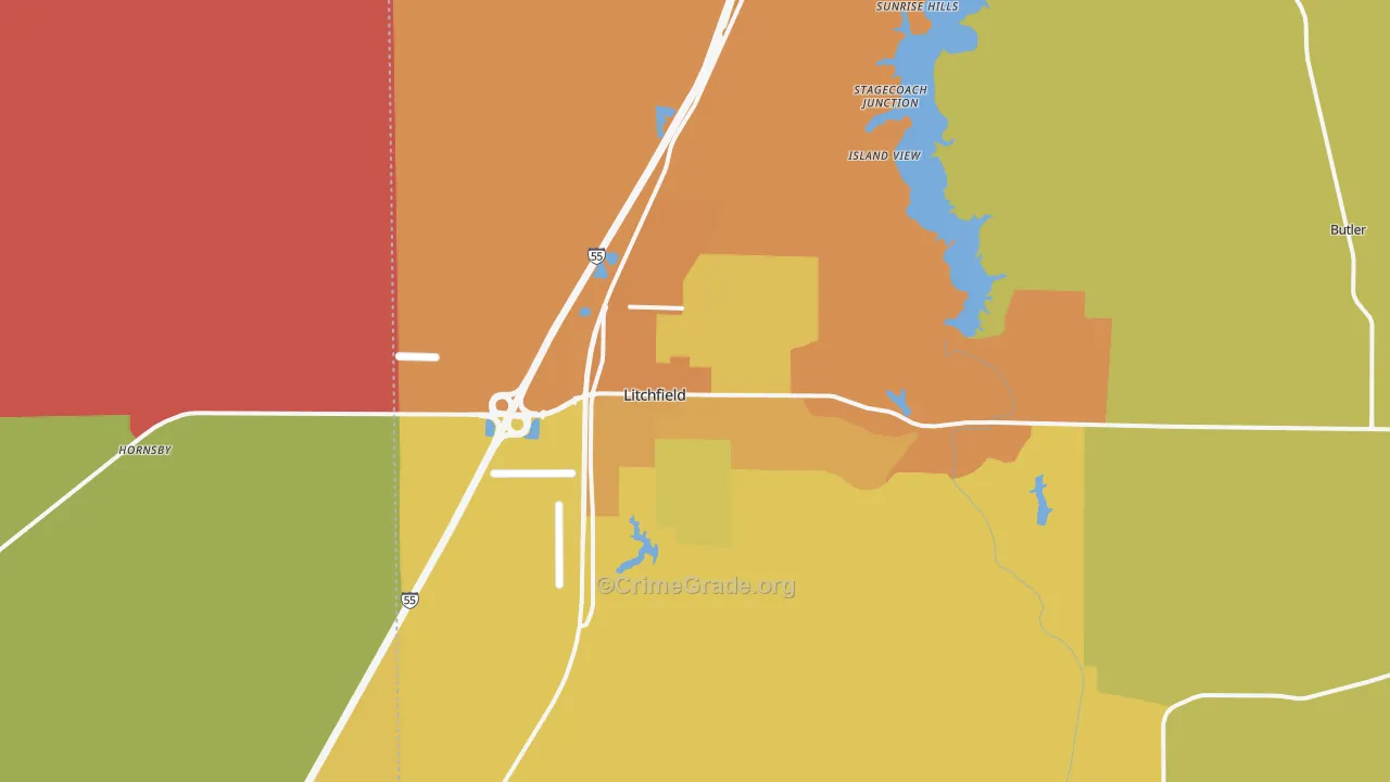Litchfield, IL Map of Arson Rates