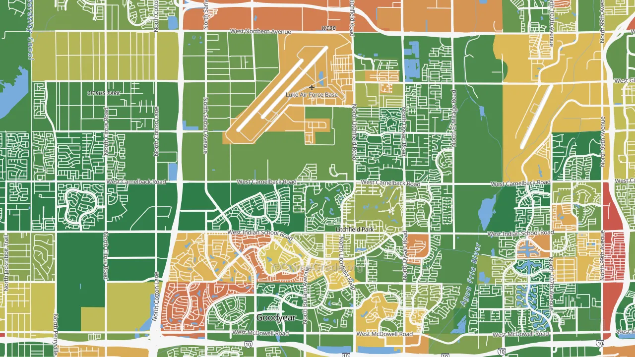 Litchfield Park, AZ Map of Arson Rates