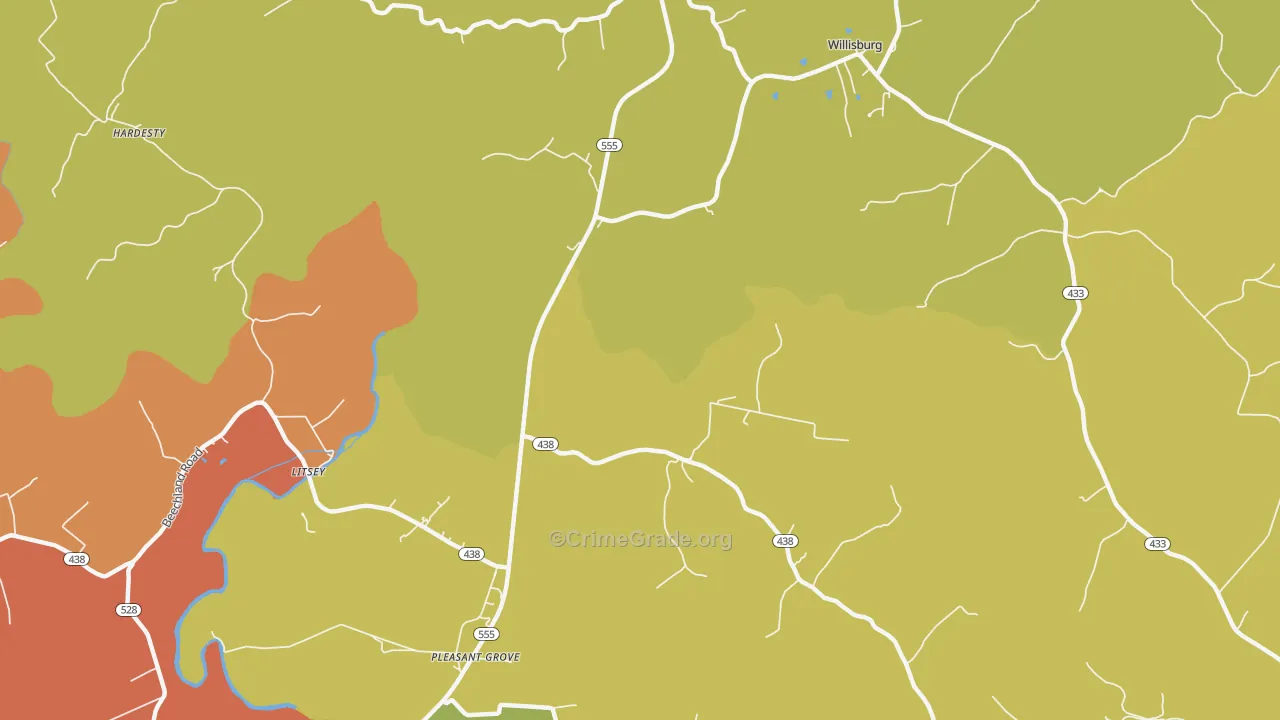 Litsey, KY Map of Arson Rates