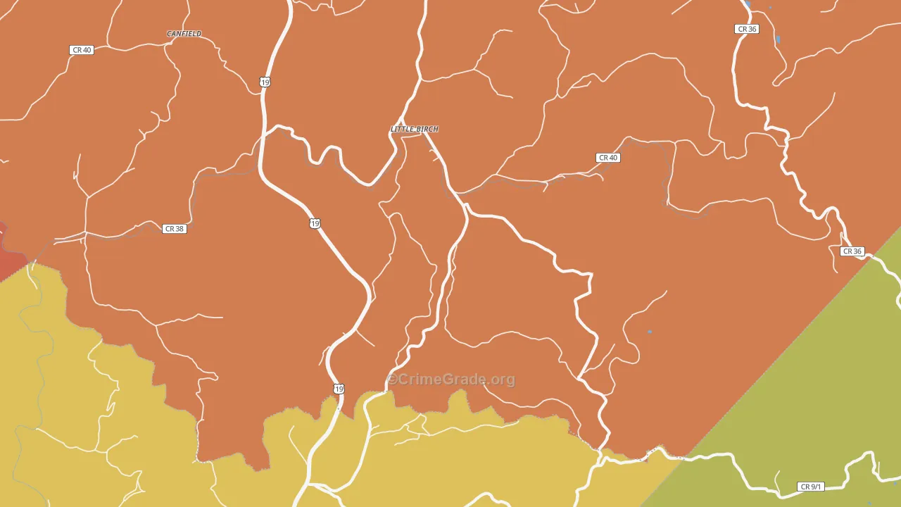 Little Birch, WV Map of Arson Rates
