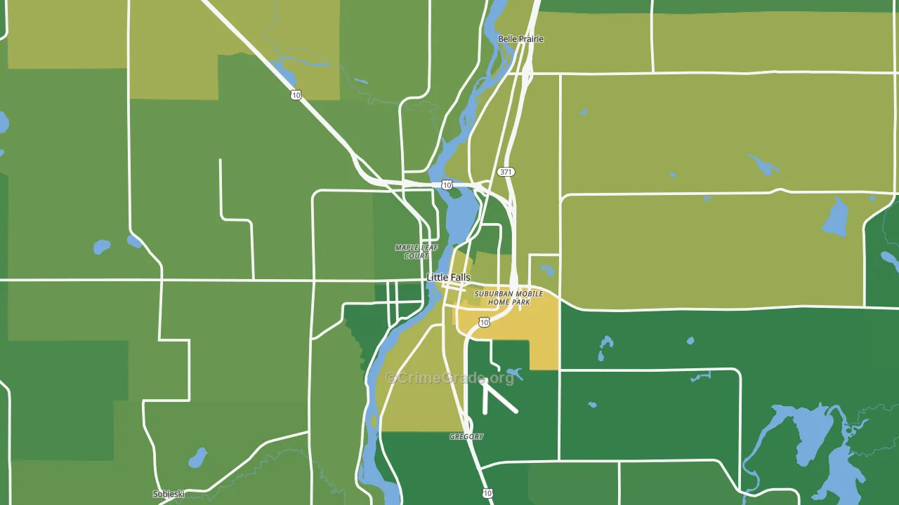 Little Falls, MN Map of Arson Rates