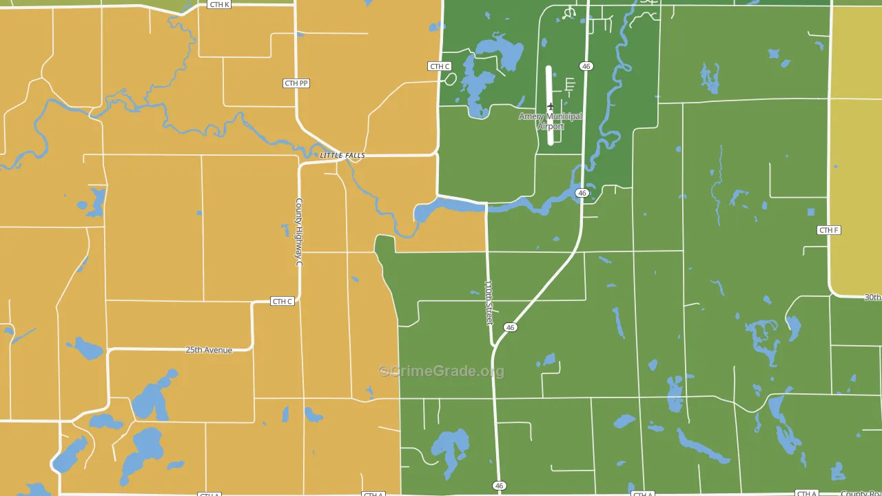 Little Falls, WI Map of Arson Rates