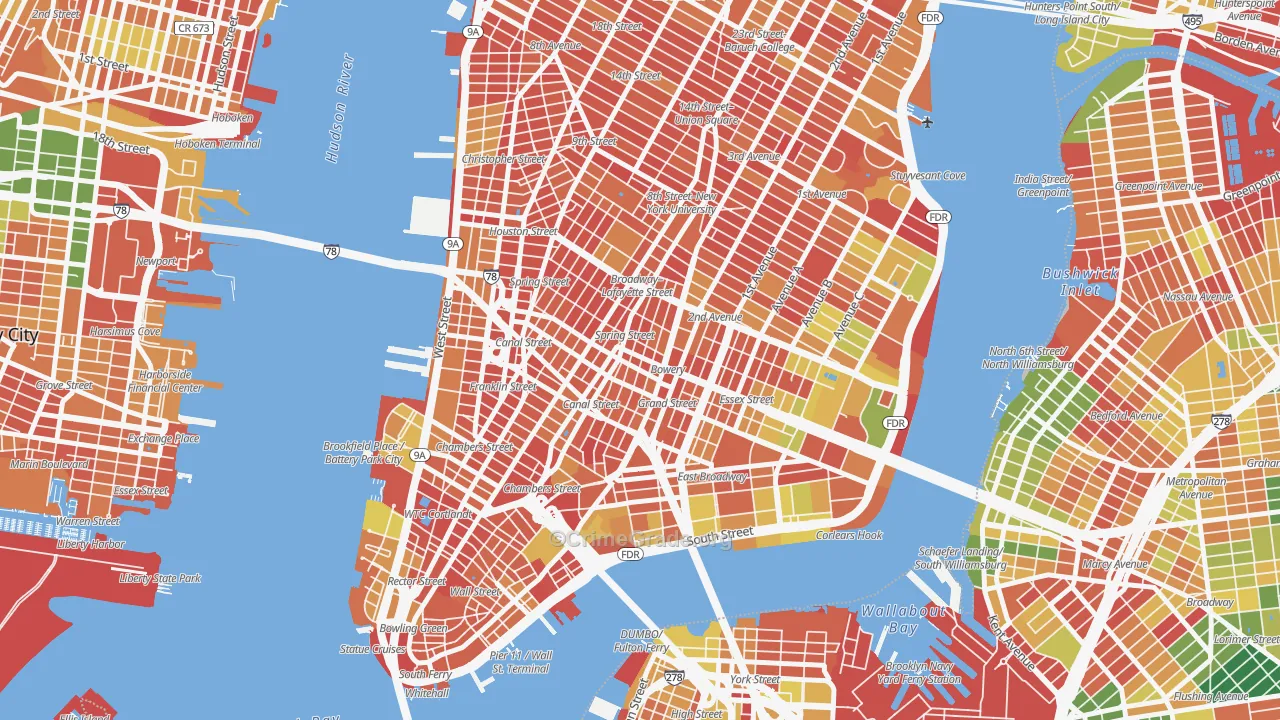 Little Italy, Manhattan, NY Map of Arson Rates