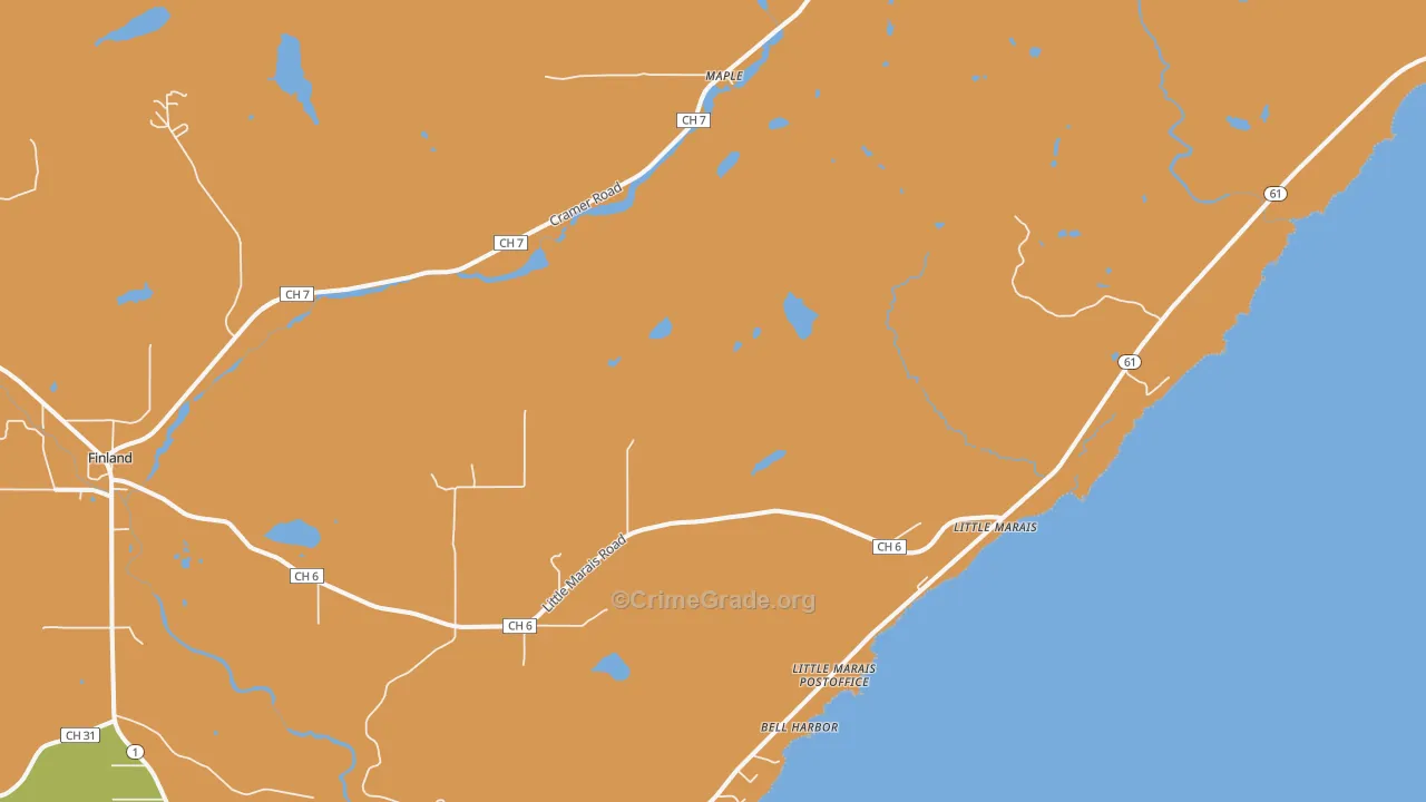 Little Marais, MN Map of Arson Rates