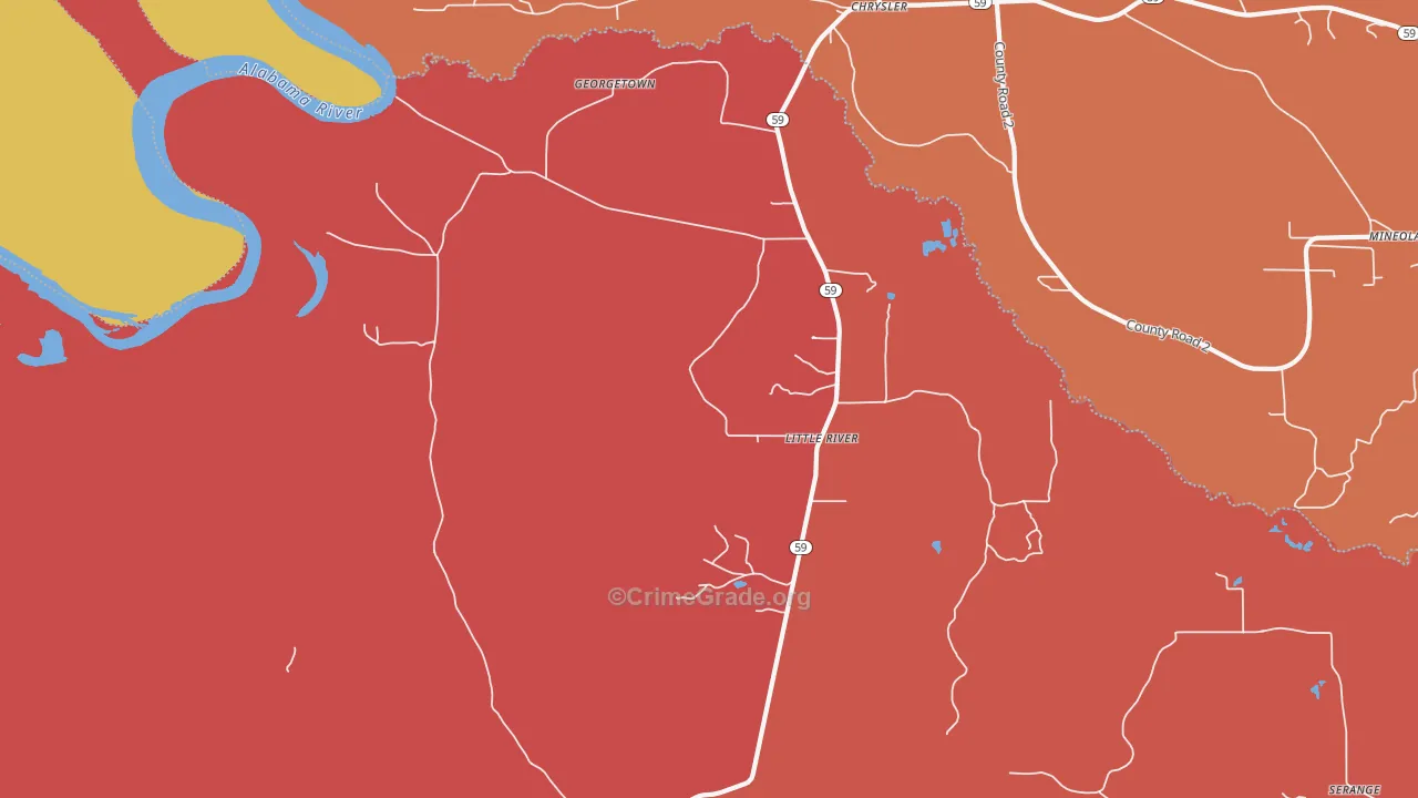 Little River, AL Map of Arson Rates