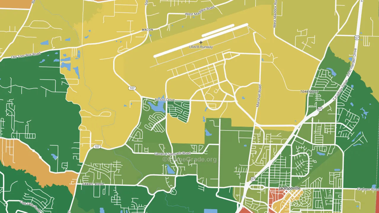 Little Rock Air Force Base, AR Map of Arson Rates