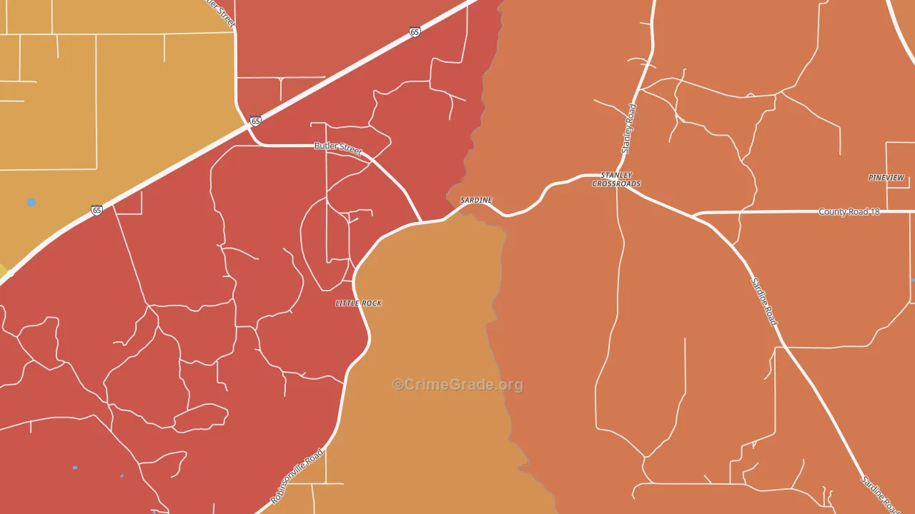 Little Rock, AL Map of Arson Rates