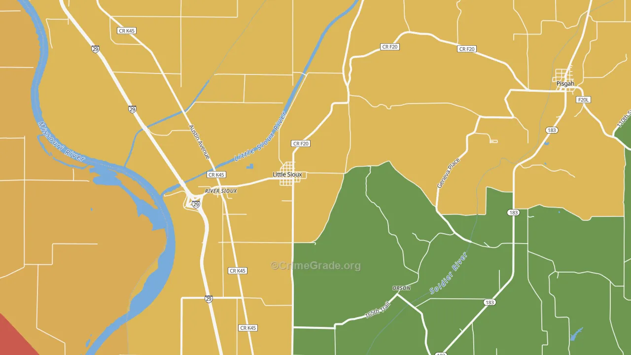 Little Sioux, IA Map of Arson Rates