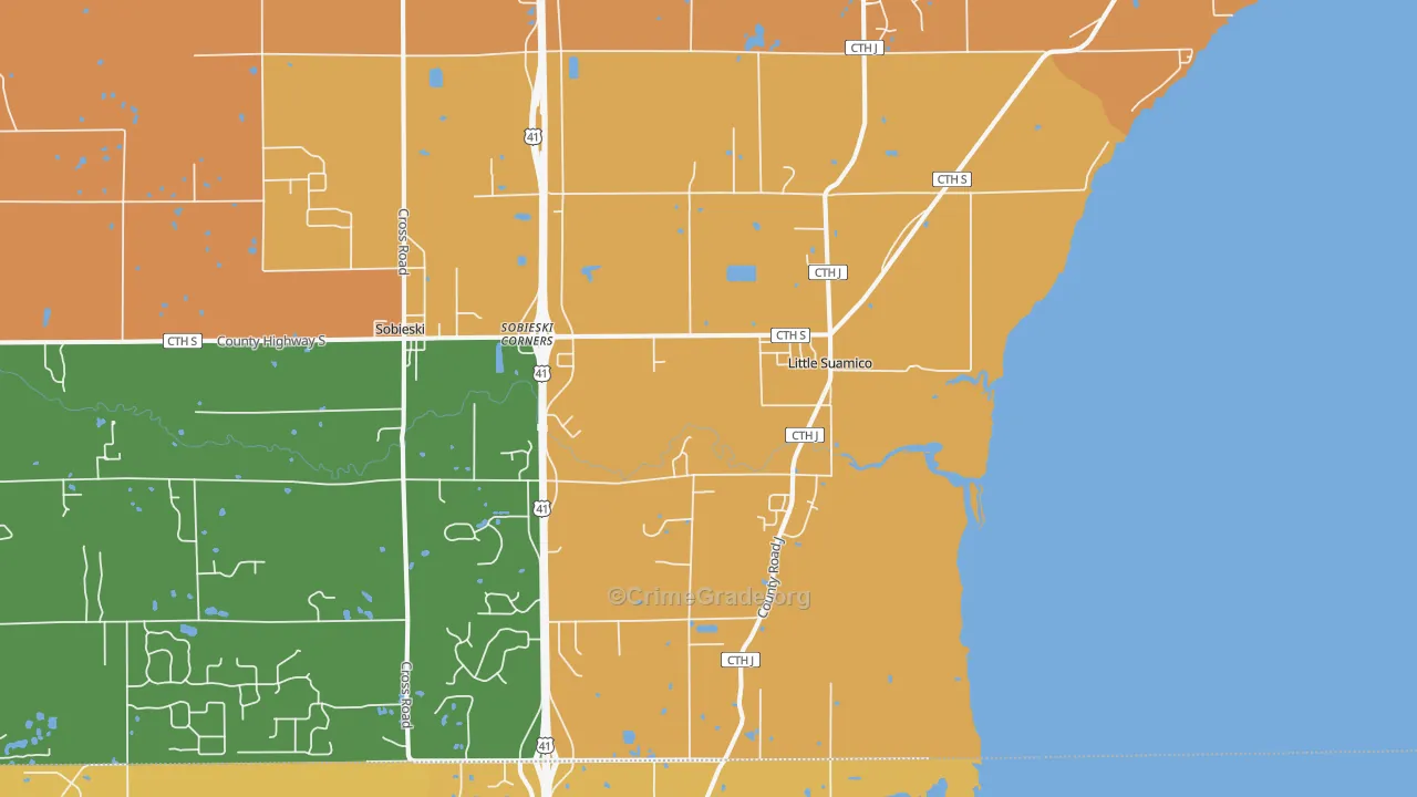 Little Suamico, WI Map of Arson Rates
