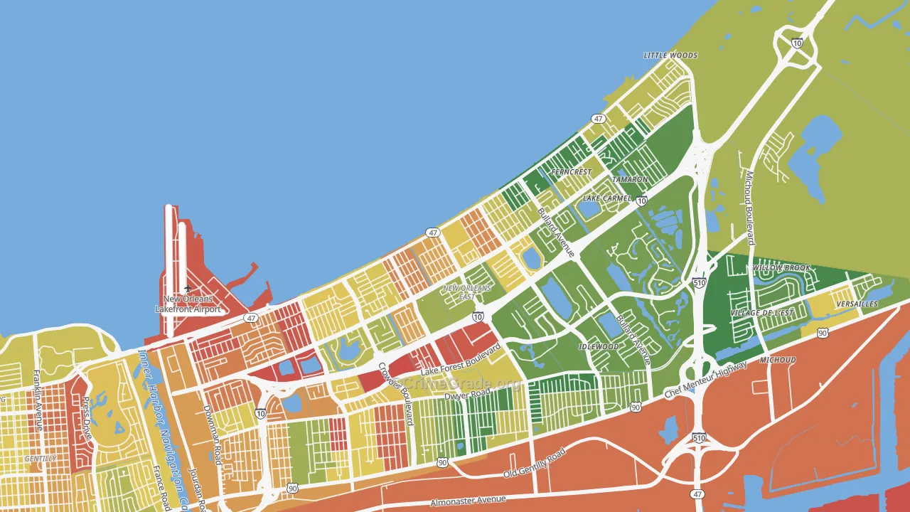Little Woods, New Orleans, LA Map of Arson Rates
