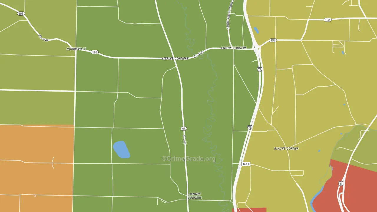Littles Corners, PA Map of Arson Rates