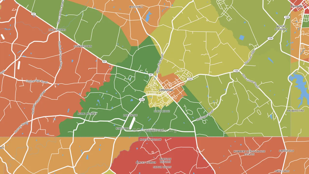 Littlestown, PA Map of Arson Rates
