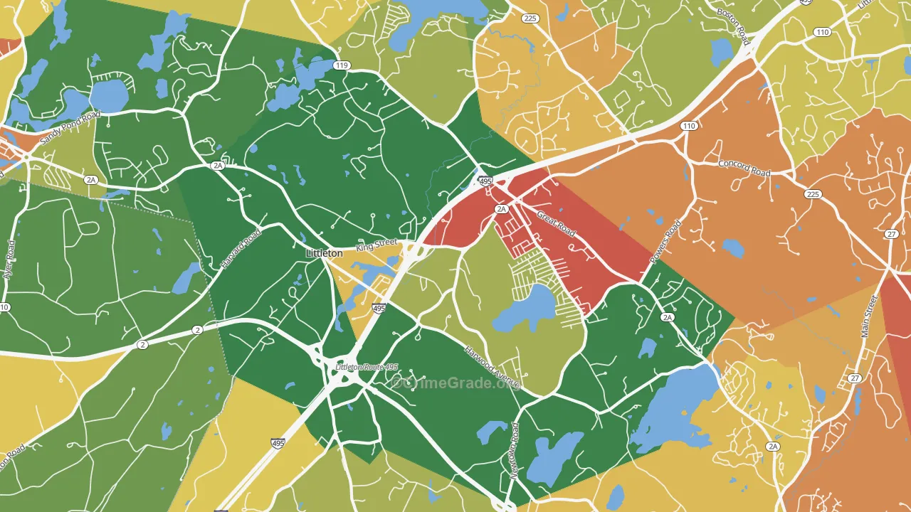 Littleton, MA Map of Arson Rates