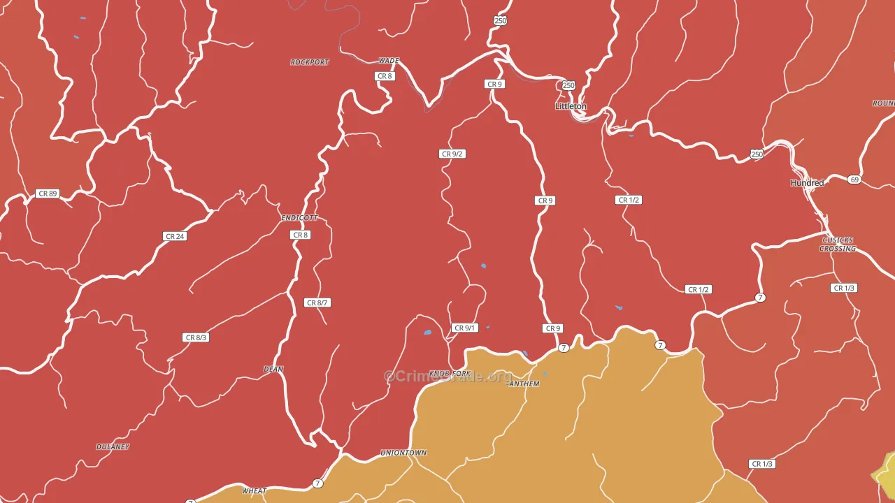 Littleton, WV Map of Arson Rates