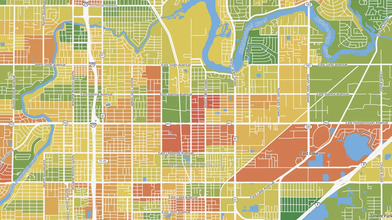 Live Oaks Square, Tampa, FL Map of Arson Rates