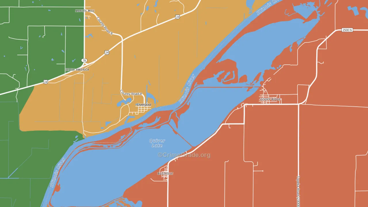Liverpool, IL Map of Arson Rates