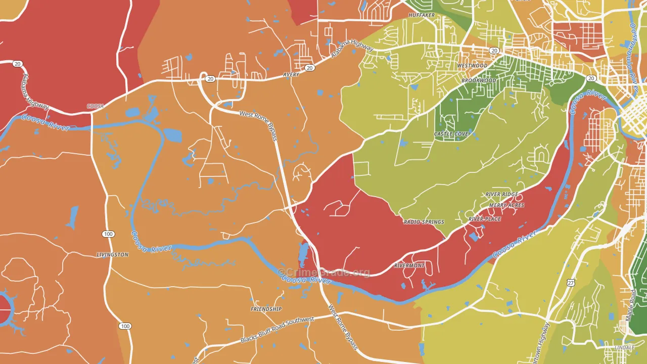 Livingston, GA Map of Arson Rates