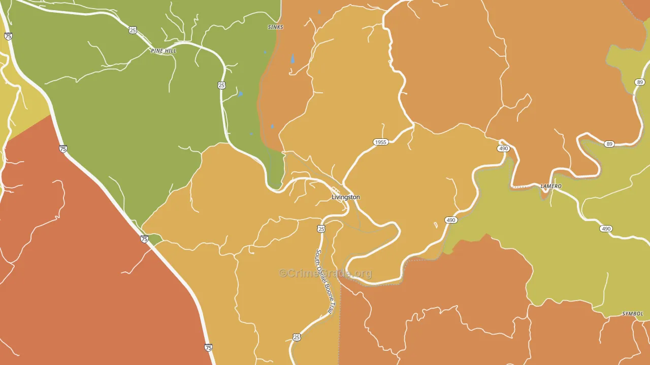 Livingston, KY Map of Arson Rates