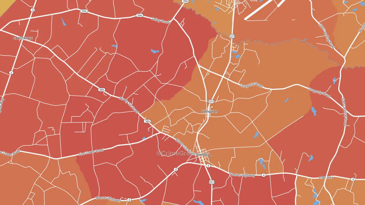 Livingston, SC Map of Arson Rates