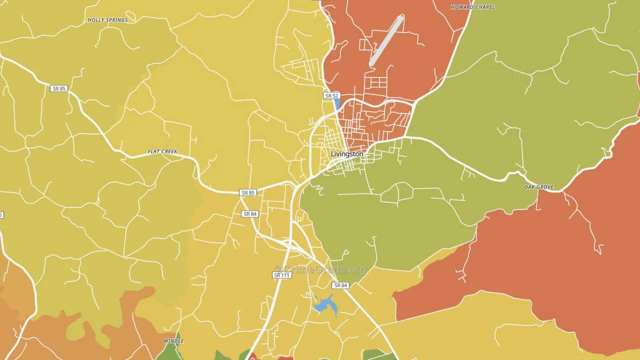 Livingston, TN Map of Arson Rates