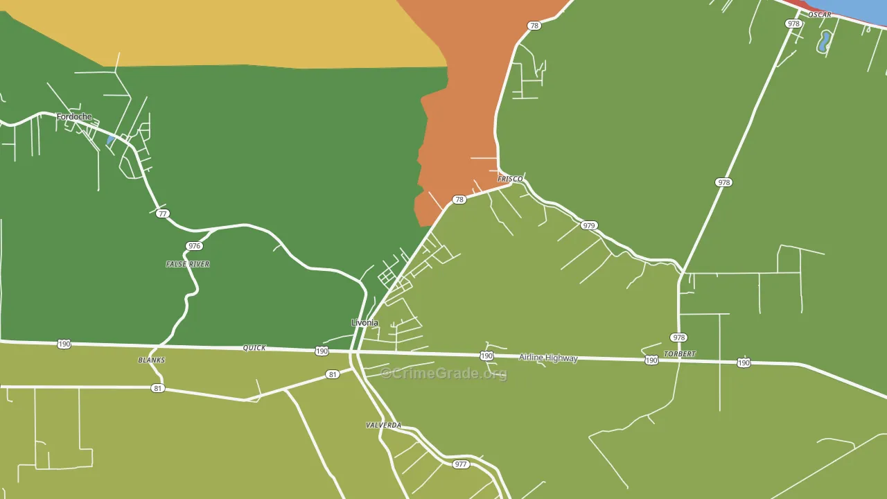 Livonia, LA Map of Arson Rates