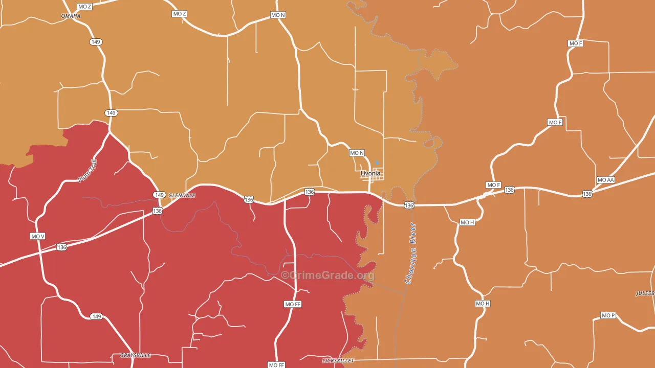 Livonia, MO Map of Arson Rates