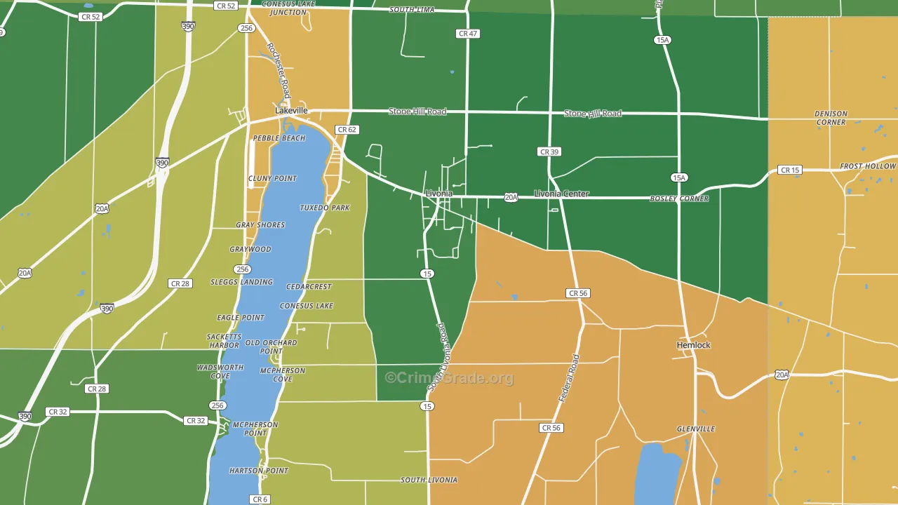 Livonia, NY Map of Arson Rates
