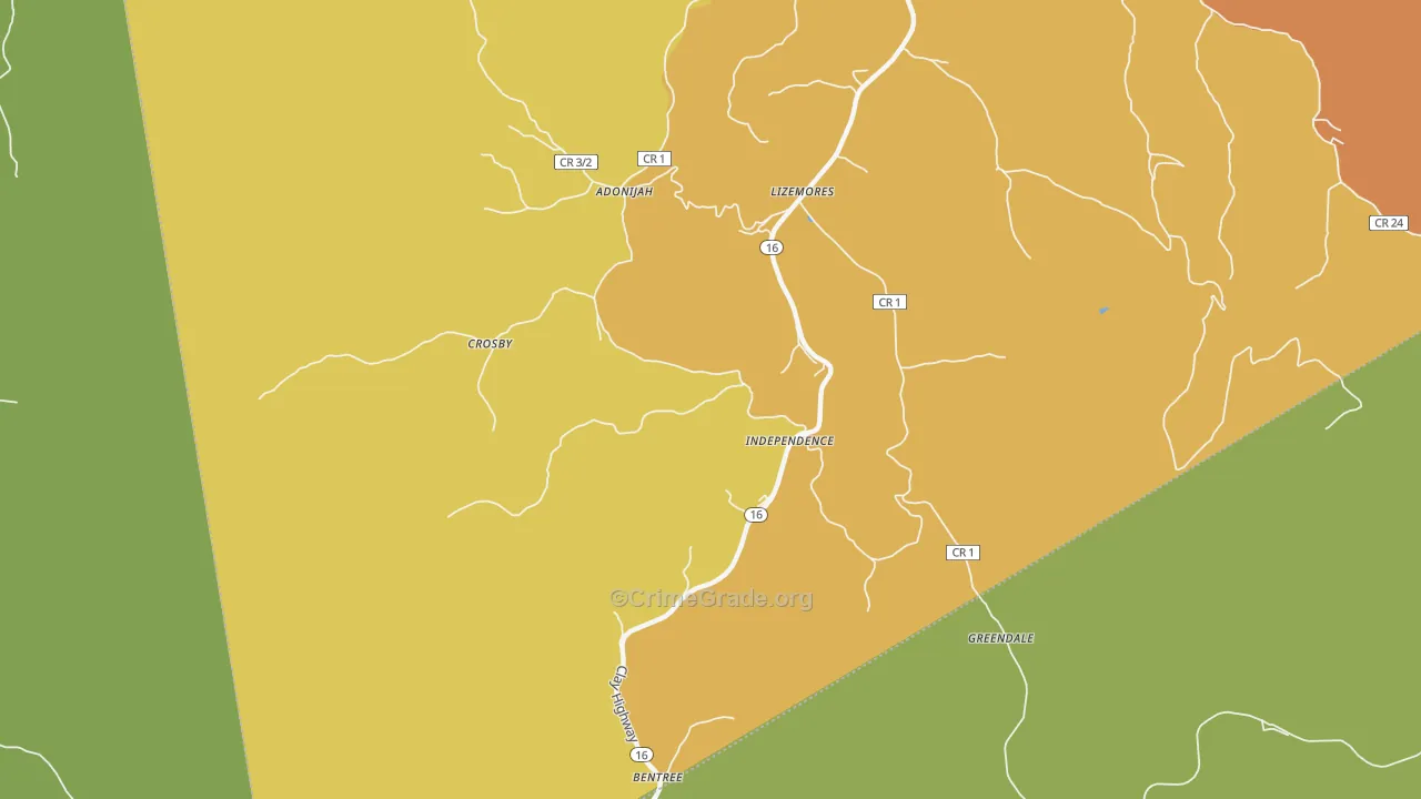 Lizemores, WV Map of Arson Rates