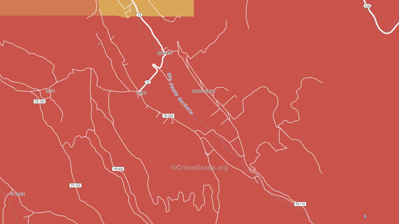 Llano Largo, NM Map of Arson Rates