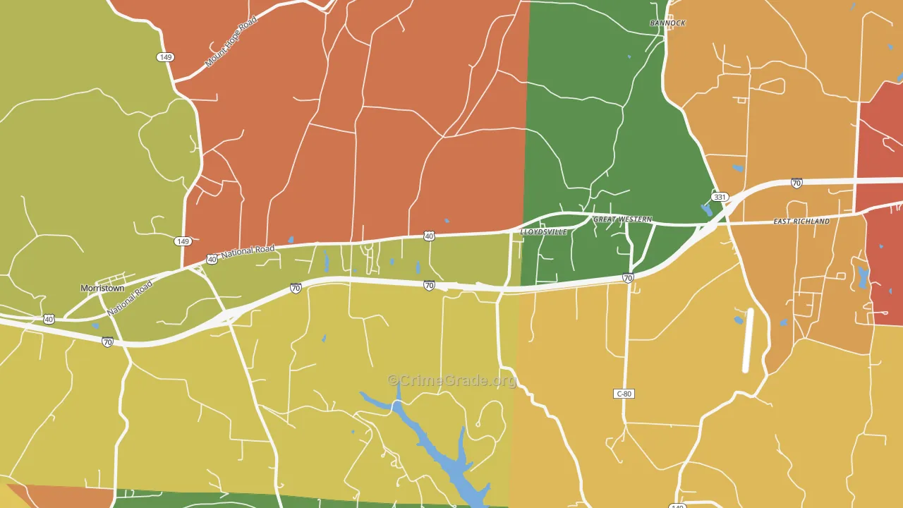 Lloydsville, OH Map of Arson Rates