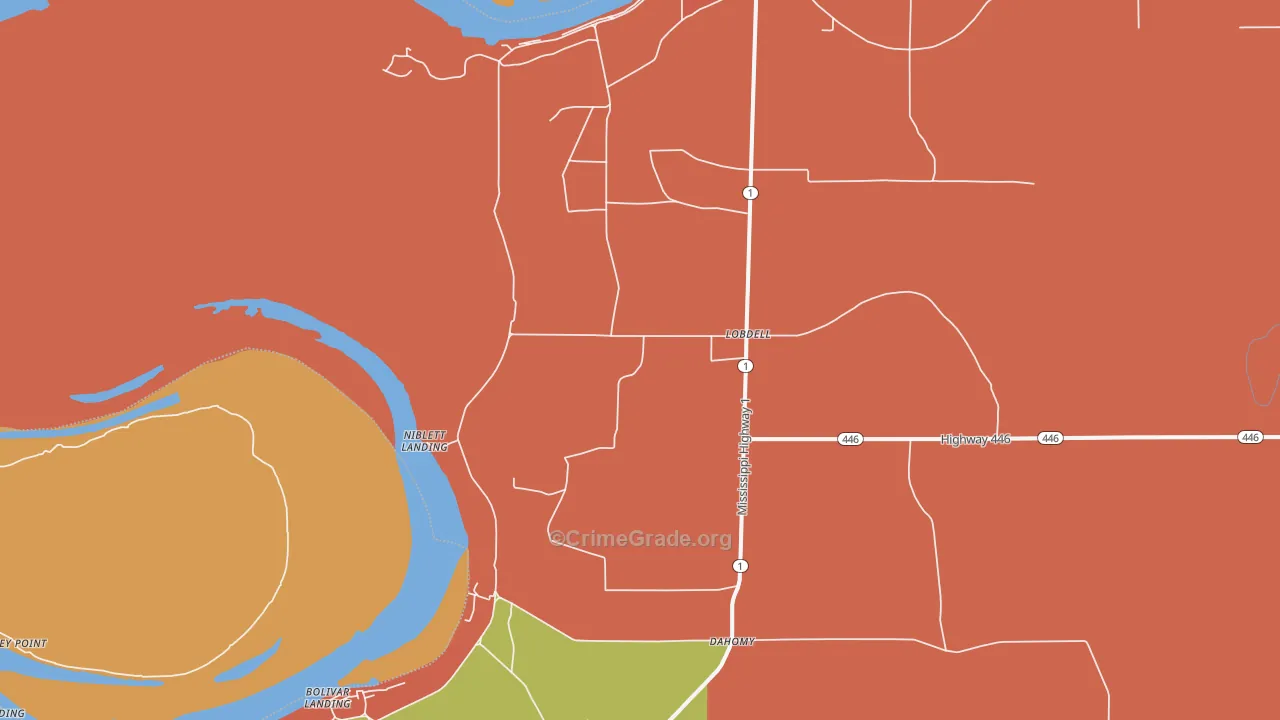 Lobdell, MS Map of Arson Rates
