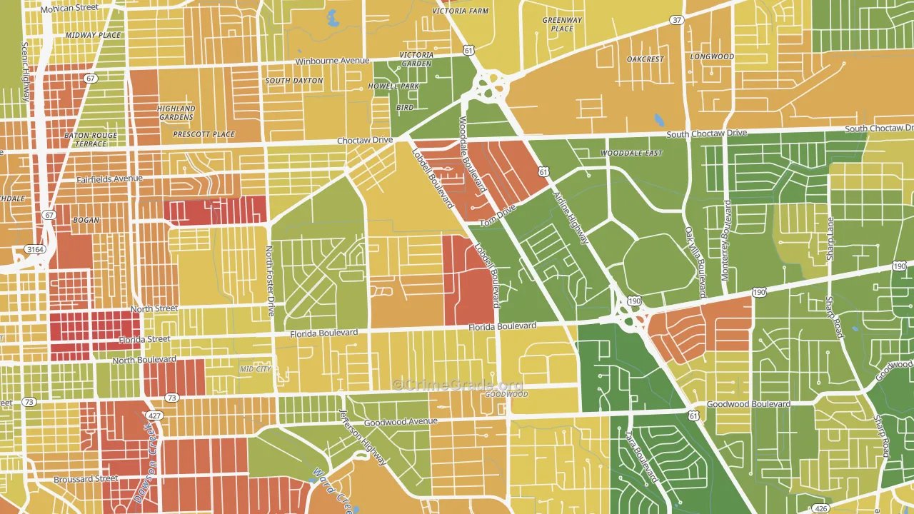 Lobdell-Woodale, Baton Rouge, LA Map of Arson Rates