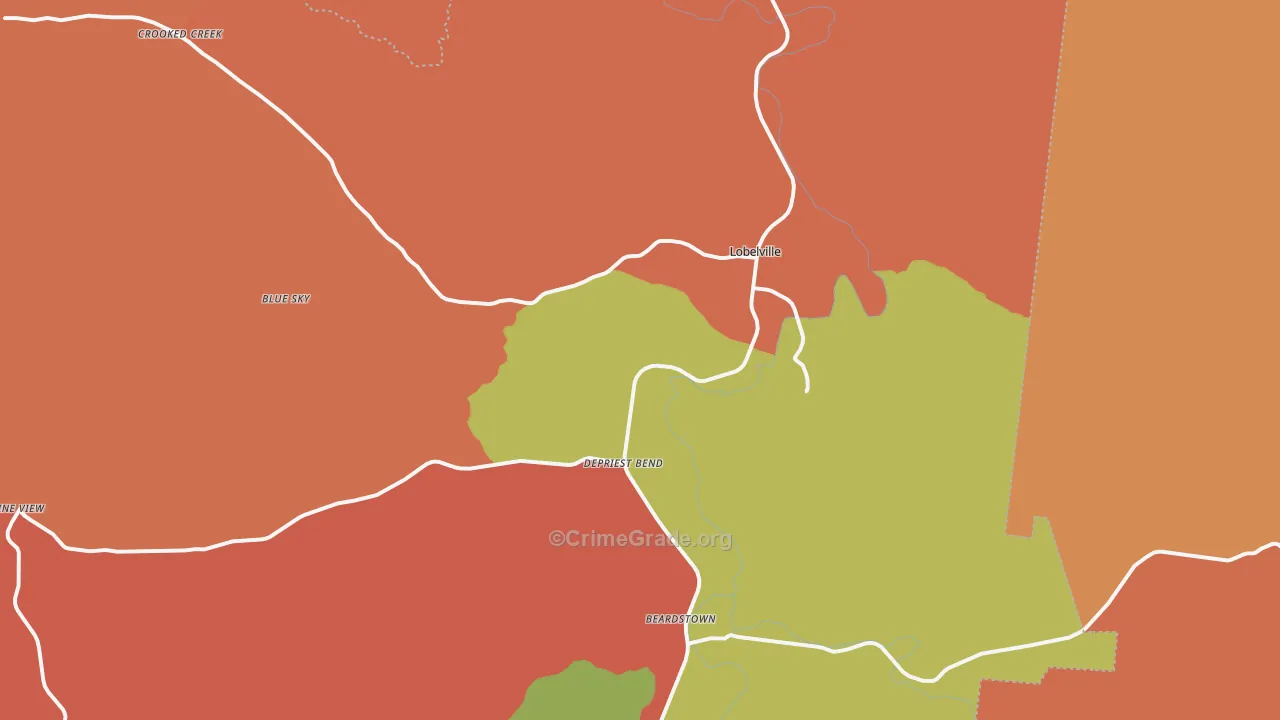 Lobelville, TN Map of Arson Rates