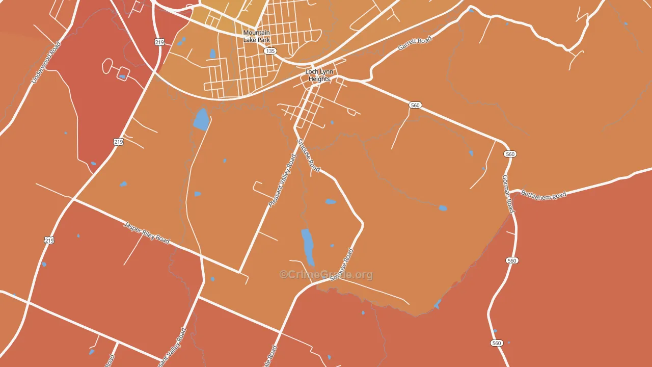 Loch Lynn Heights, MD Map of Arson Rates