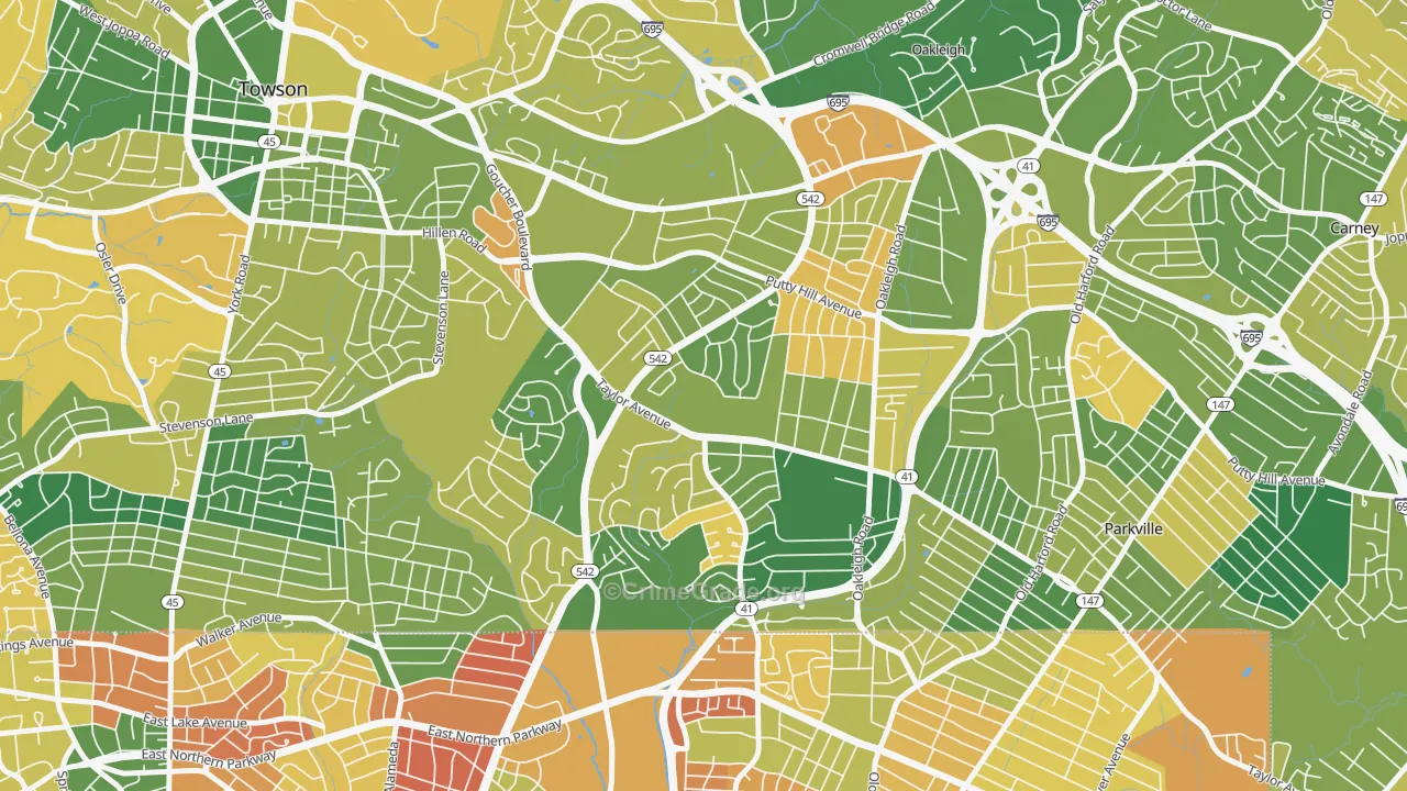 Loch Raven Village, Parkville, MD Map of Arson Rates
