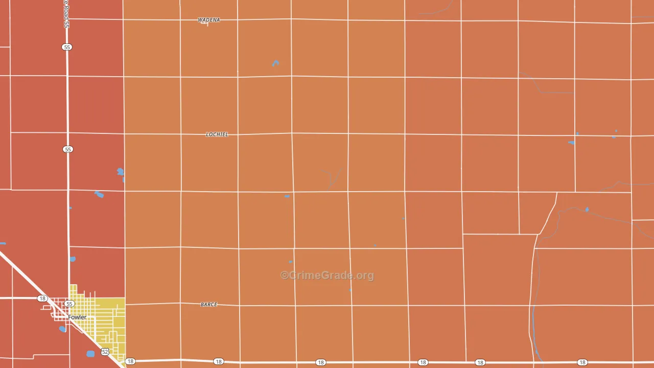 Lochiel, IN Map of Arson Rates