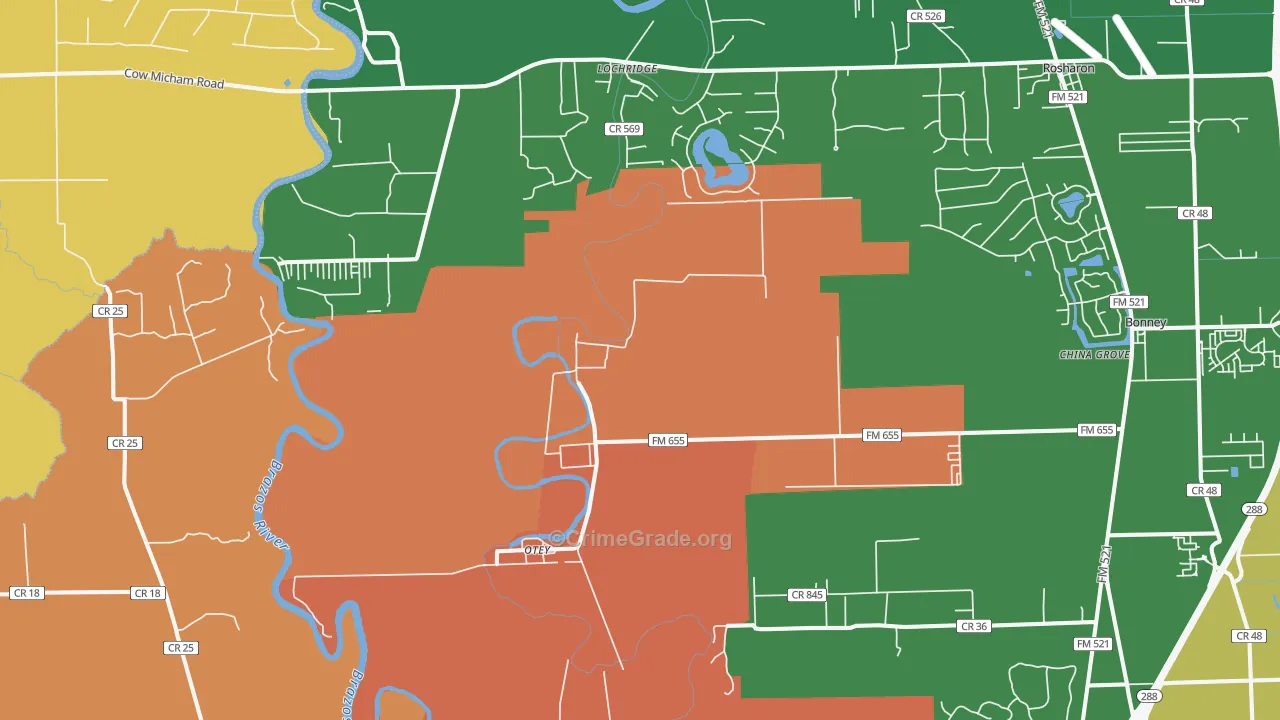 Lochridge, TX Map of Arson Rates