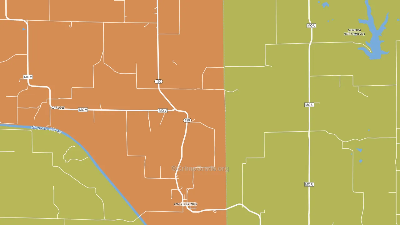 Lock Springs, MO Map of Arson Rates