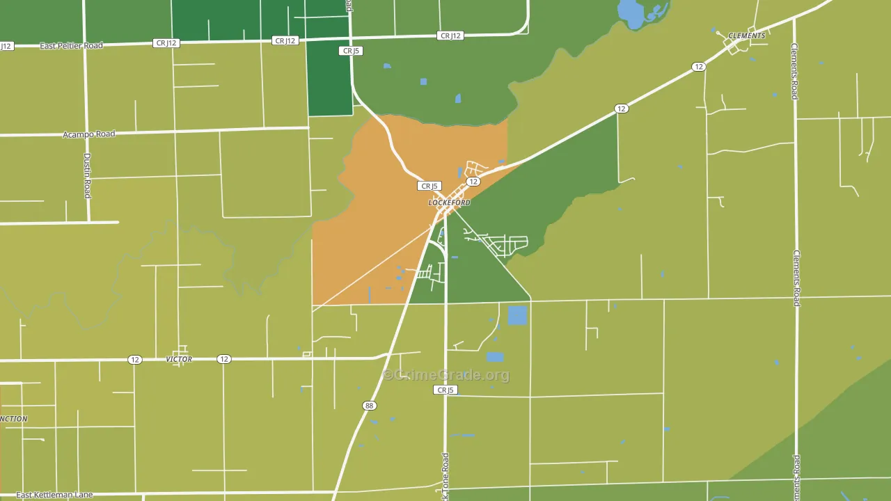 Lockeford, CA Map of Arson Rates
