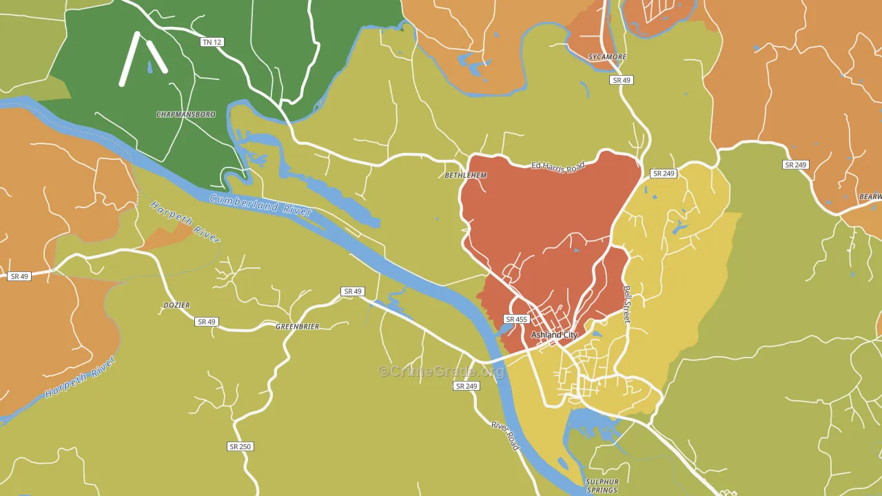 Lockertsville, TN Map of Arson Rates