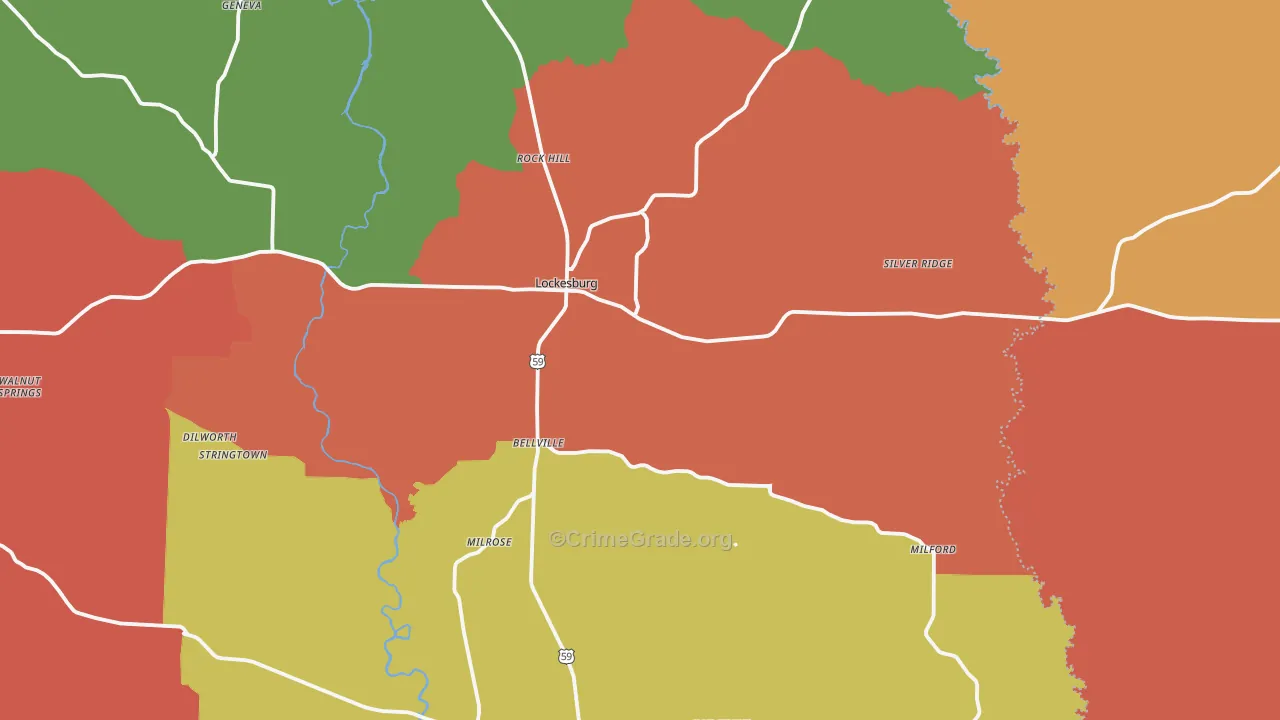 Lockesburg, AR Map of Arson Rates
