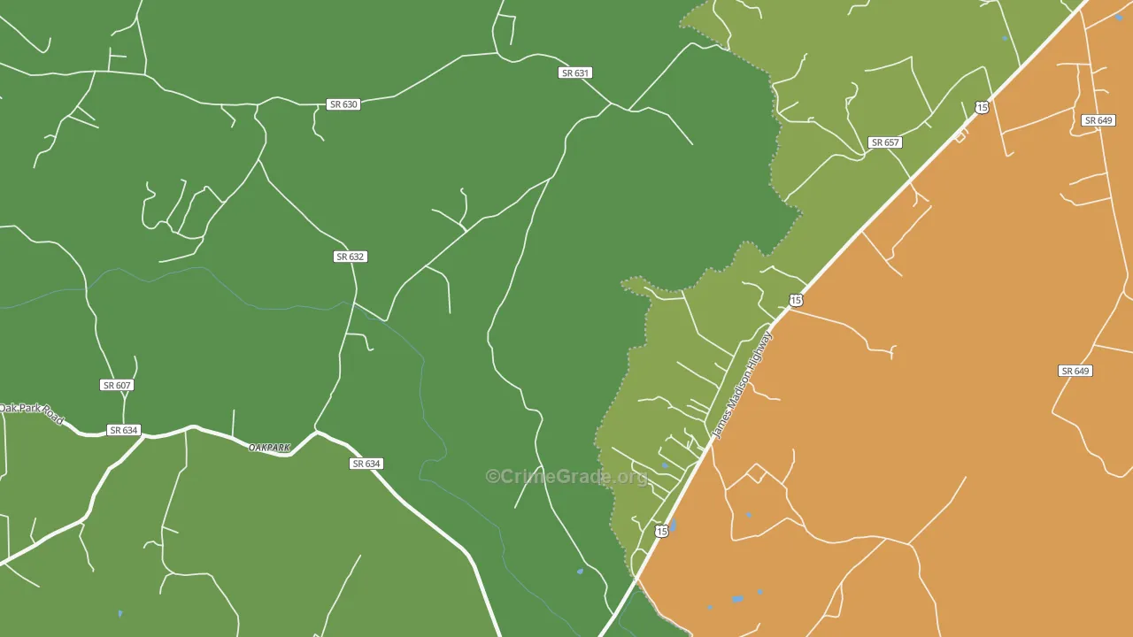 Locust Dale, VA Map of Arson Rates
