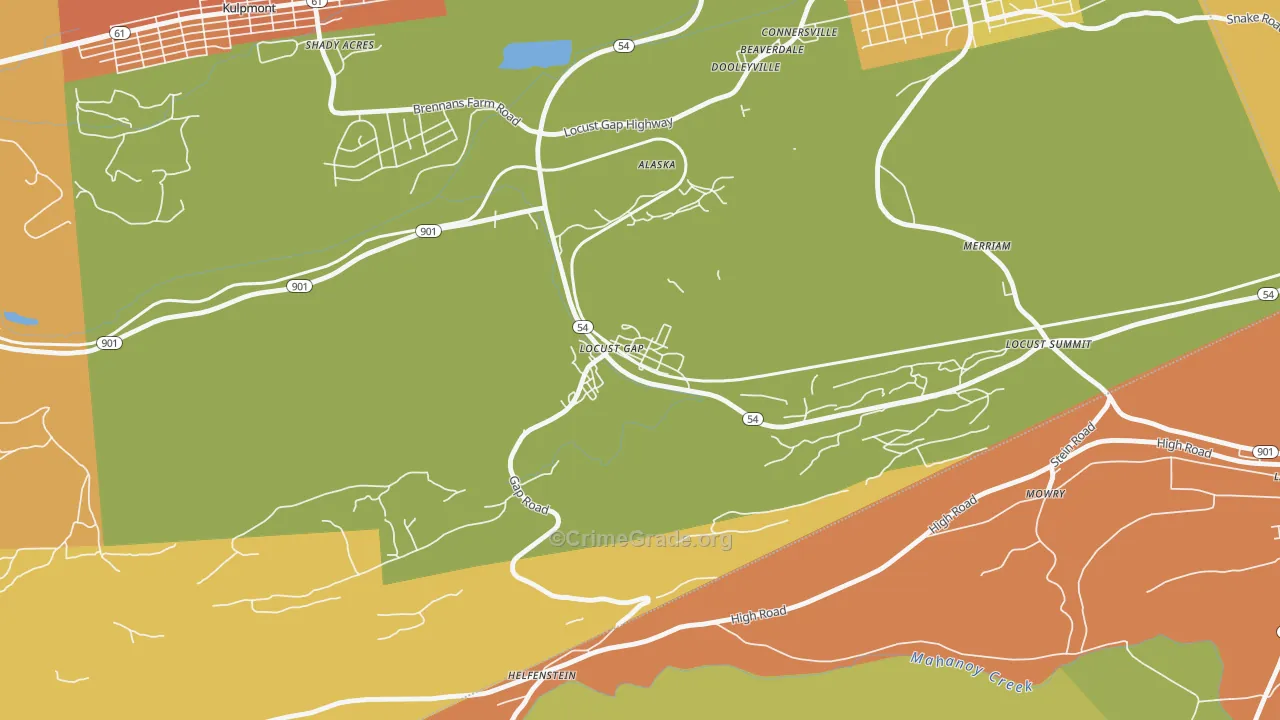 Locust Gap, PA Map of Arson Rates