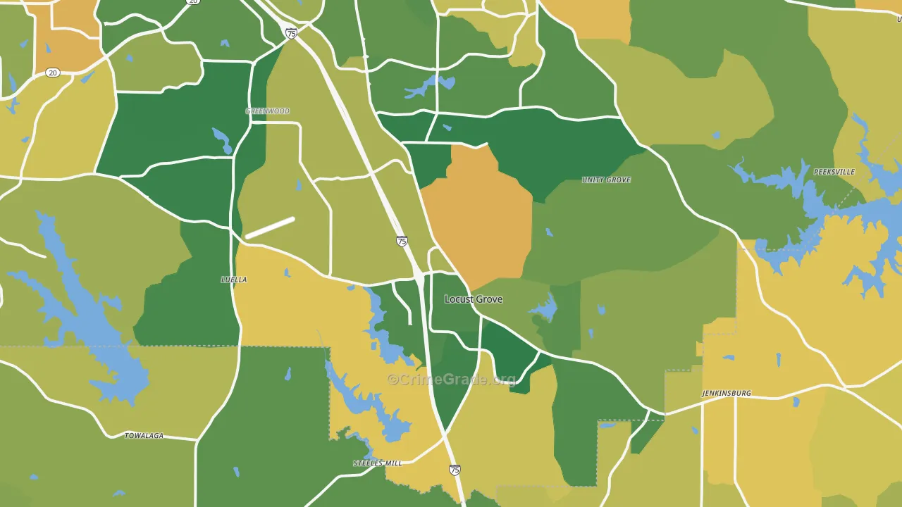 Locust Grove, GA Map of Arson Rates