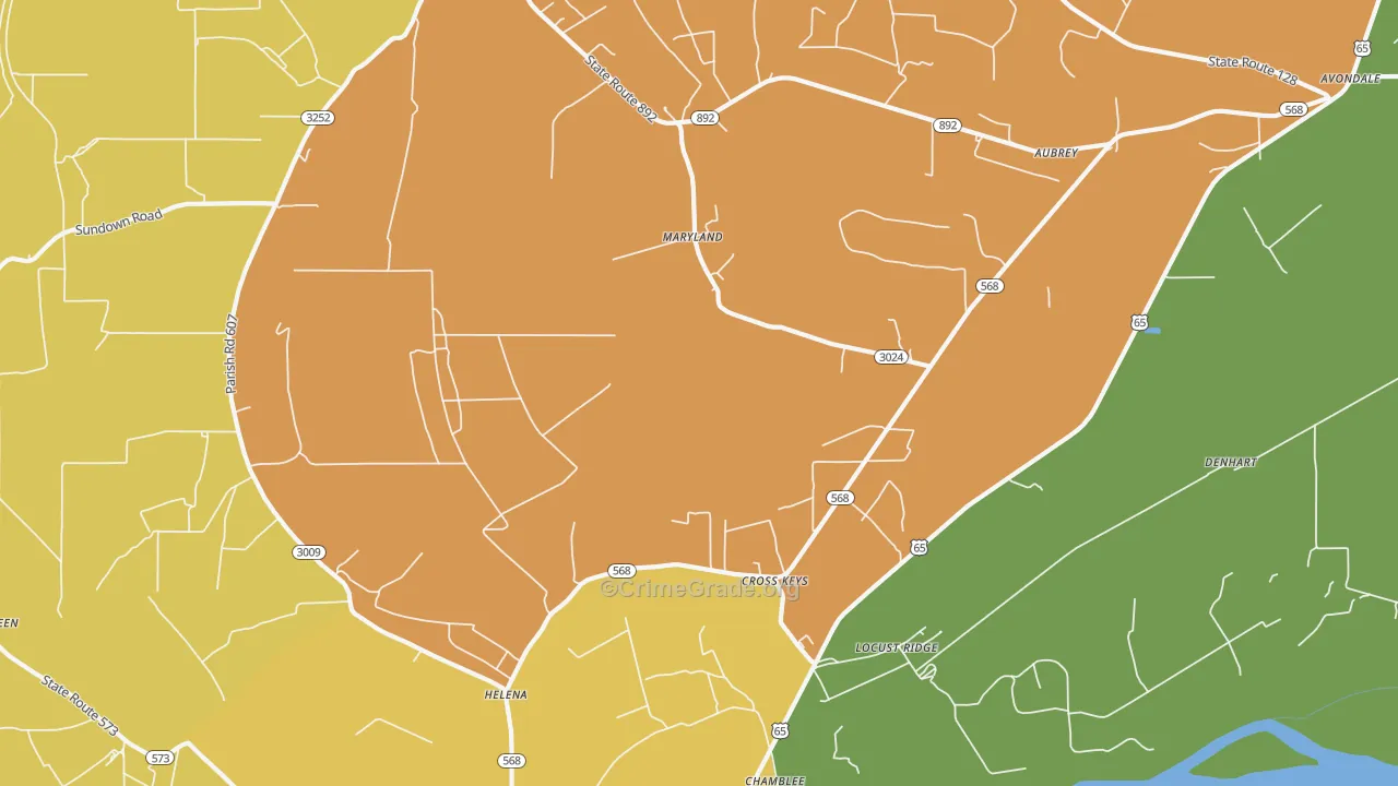 Locust Ridge, LA Map of Arson Rates
