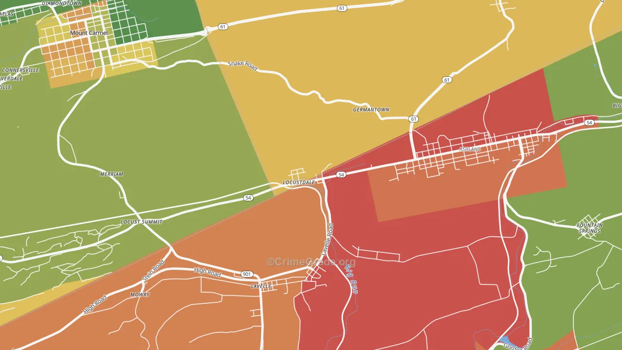 Locustdale, PA Map of Arson Rates
