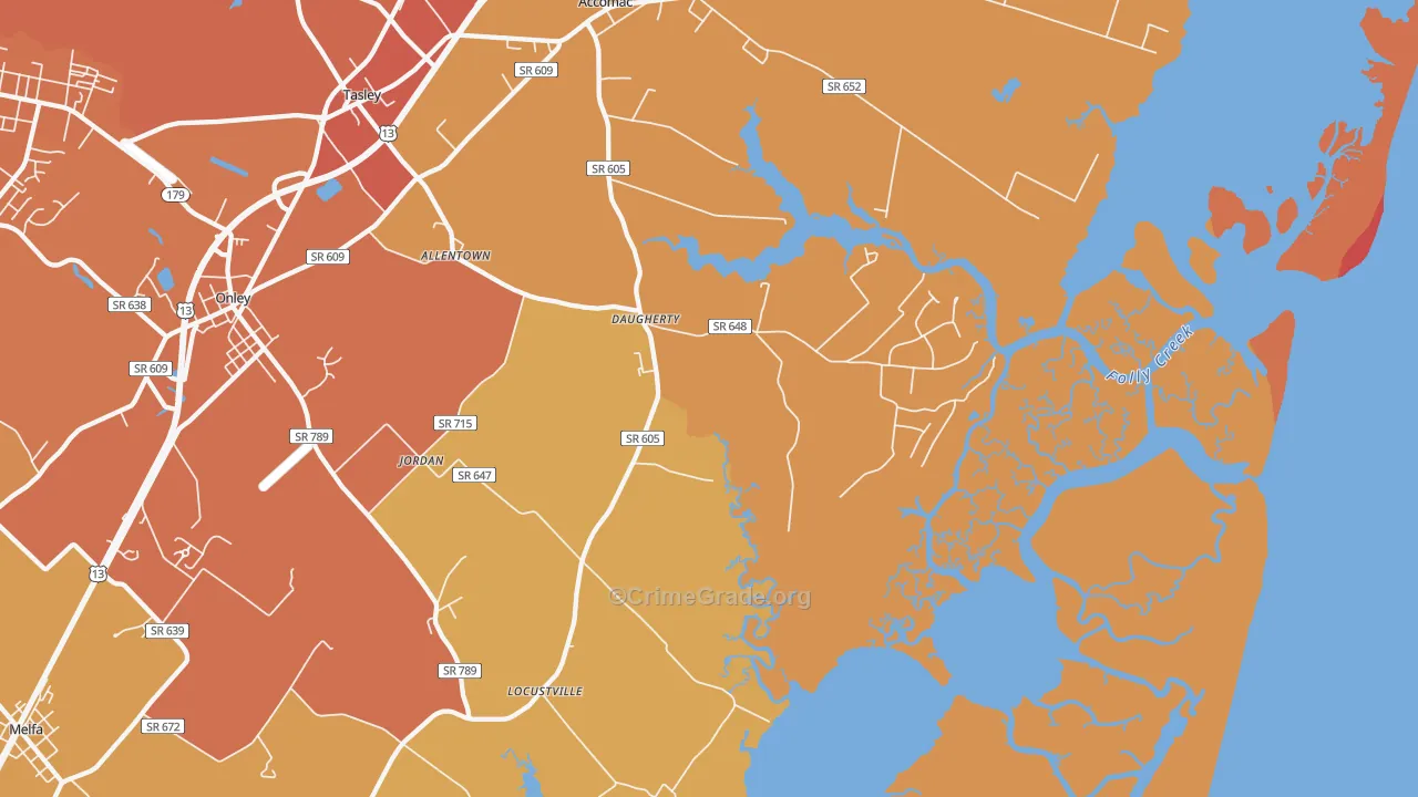 Locustville, VA Map of Arson Rates