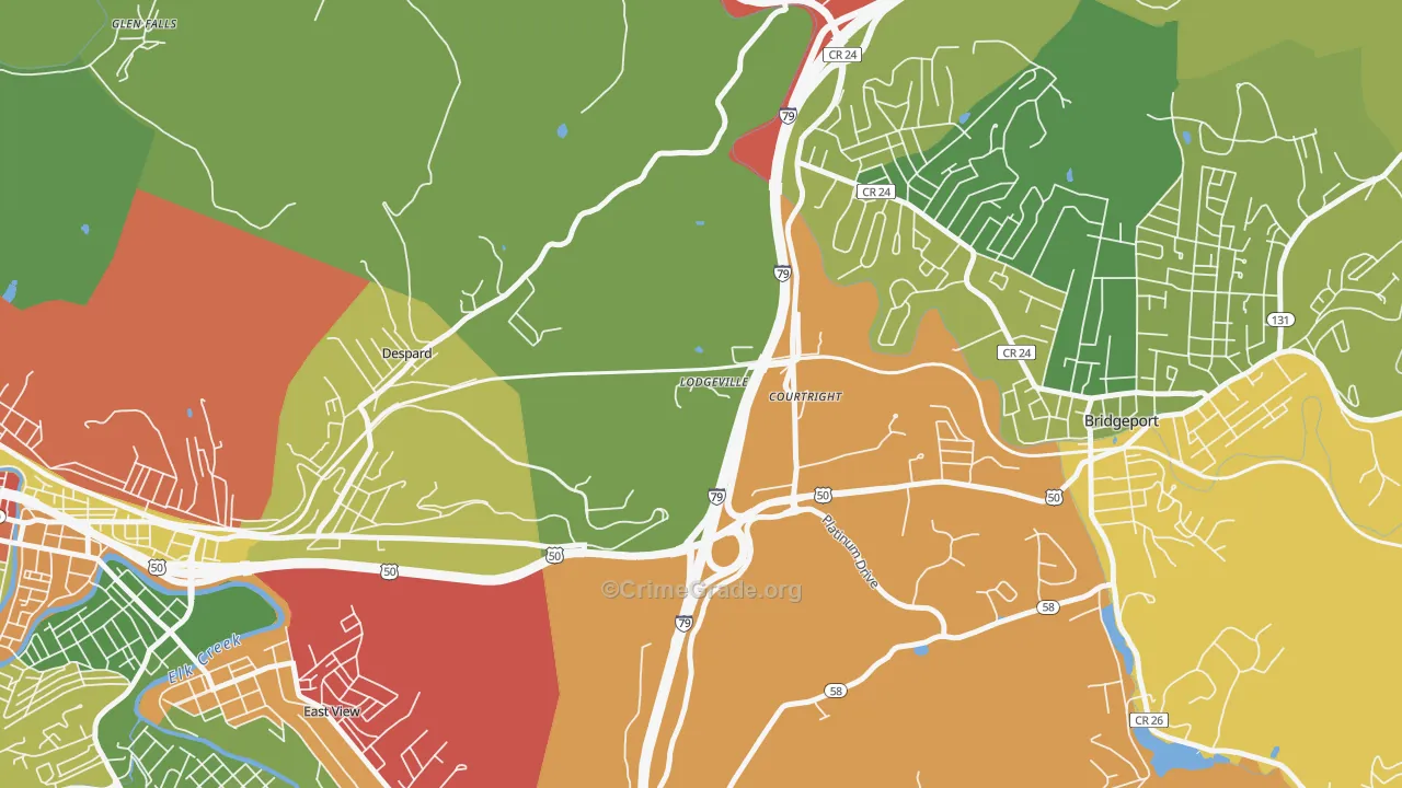 Lodgeville, WV Map of Arson Rates