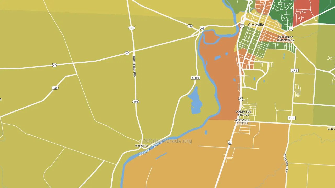 Logan Elm Village, OH Map of Arson Rates